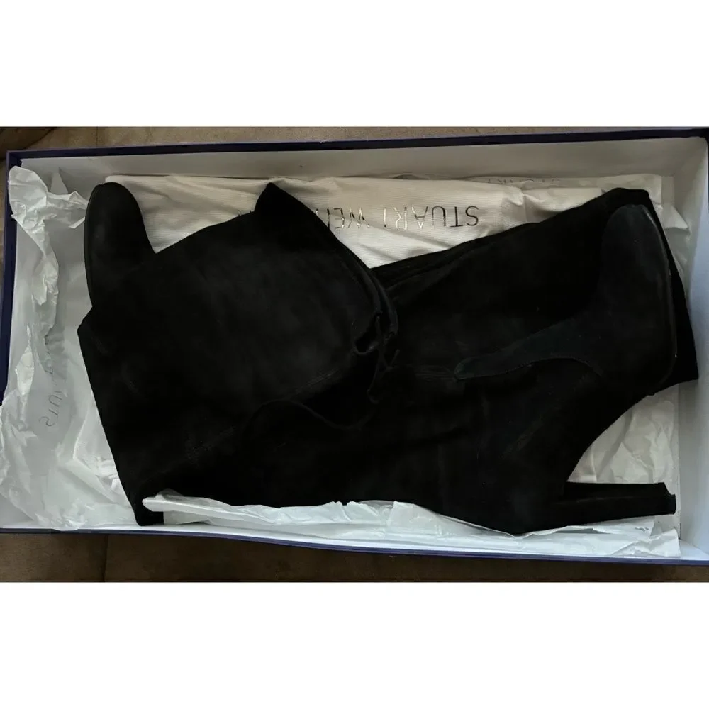 Stuart Weitzman Highland Black Over The Knee Suede Boots Size 9.5/ excellent